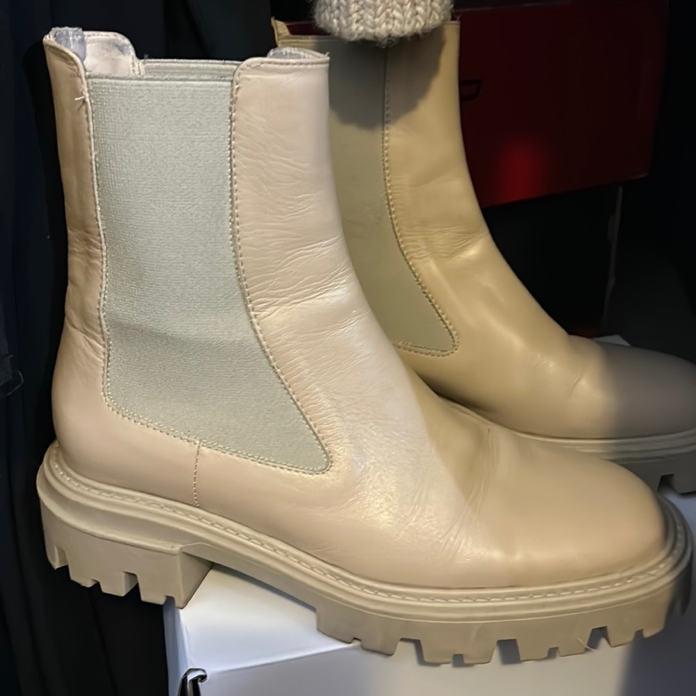 Zara real leather beige boots